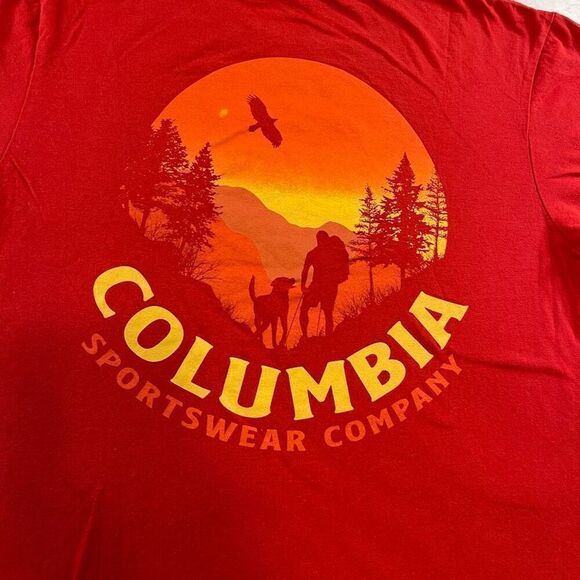 Columbia Sportswear Company T-Shirt Mediun Red Short Sleeve Back Hiking Graphic - Picture 10 of 11